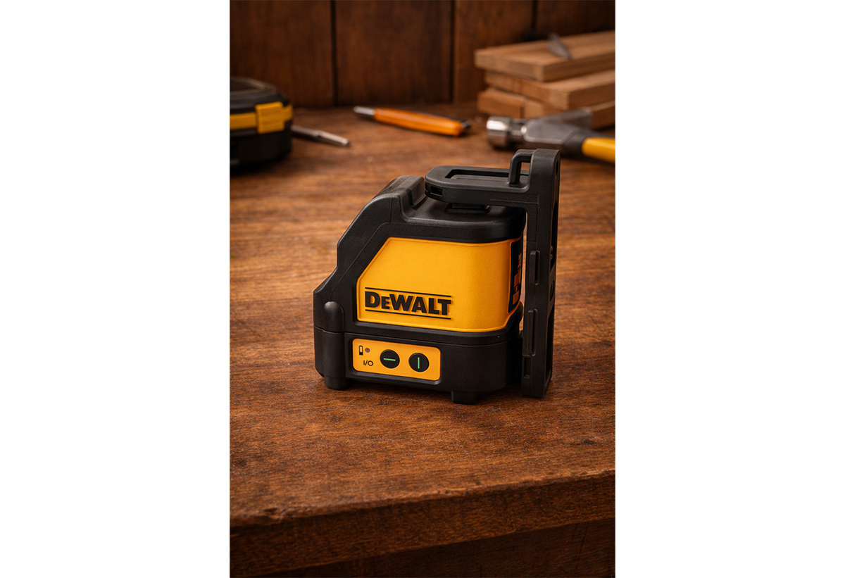 Απεικονίζεται ο χωροστάτης πάνω σε ξύλινη επιφάνεια με άλλα εργαλεία γύρω του.